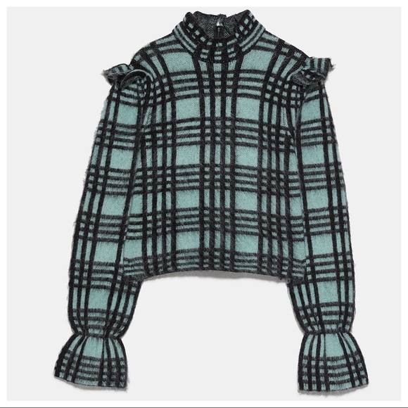 NWT. Zara Checked Wool/Mohair Knit Sweater. Size S - Picture 4 of 8